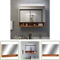 The Living Store - LED-Spiegelschrank fürs Bad Eiche 80x15x60 cm mdf - led Kosmetikschränkchen - Wandspiegel - Badezimmermöbel - Spiegelschrank von THE LIVING STORE