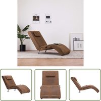 The Living Store - Massage Chaiselongue mit Kissen Braun Wildleder-Optik - Massage-Stuhl - Relaxliege - Chaise Longue - Lederlook - Braun von THE LIVING STORE