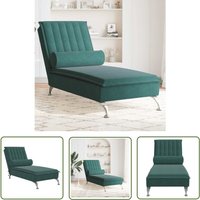 The Living Store Massage-Chaiselongue mit Nackenrolle Dunkelgrün Samt - Chaiselongue - Massage-Funktion - Samtcouch - Wohnzimmermöbel - Dunkelgrünes von THE LIVING STORE