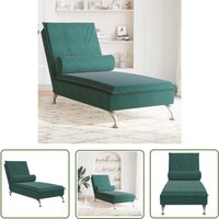 The Living Store - Massage-Chaiselongue mit Nackenrolle Dunkelgrün Samt - Chaiselongue - Massage-Funktion - Samtcouch - Wohnzimmermöbel von THE LIVING STORE