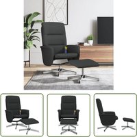 The Living Store - Massagesessel mit Fußhocker Schwarz Stoff - Massage Stuhl - Relaxstuhl - Entspannungsstuhl - Ergonomischer Stuhl - Bürostuhl von THE LIVING STORE