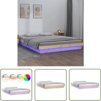 The Living Store Massivholzbett mit LEDs 140x190 cm - Holzbetten - Massivholzbette - Kiefernbett - LED-Betten - Bett Mit Beleuchtung The Living Store Massivholzbett mit LEDs 140x190 cm - Holzbetten - Massivholzbette - Kiefernbett - LED-Betten - Bett Mit Beleuchtung von MAISON CHIC