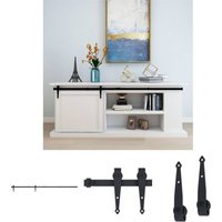 The Living Store - Mini Schiebetürbeschlag Set für Schranktüren Carbonstahl 200 cm - Türrahmen - Schwarz von THE LIVING STORE