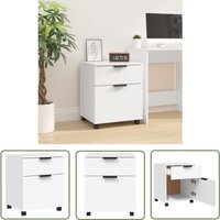 The Living Store - Mobiler Aktenschrank mit Rollen Weiß 45x38x54 cm Holzwerkstoff - Mobiler Aktschrannkasten - Holzwerkstoff Möbel - Weißer Sekretär von THE LIVING STORE