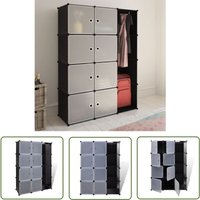 The Living Store - Modularer Schrank mit 9 Fächern 109x36,5x143cm Schwarz und Weiß - Modulares Regal - Garderobe - Schuhregal - Kleiderablage The Living Store - Modularer Schrank mit 9 Fächern 109x36,5x143cm Schwarz und Weiß - Modulares Regal - Garderobe - Schuhregal - Kleiderablage von THE LIVING STORE