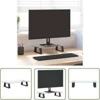 The Living Store - Monitorständer Schwarz 40x20x8 cm Hartglas und Metall - Monitorständer - Computerständer - Laptopständer - Ergonomie - Bürobedarf von THE LIVING STORE
