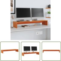 The Living Store Monitorständer Wachsbraun 100x27x15 cm Massivholz Kiefer - Monitorständer - Massiver Holzkasten - Laptoptisch - PC-Arbeitsplatz von THE LIVING STORE
