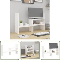 Monitorständer Weiß (39-72)x17x43 cm Massivholz Kiefer - Monitorständer - Holzmöbel - Schreibtischorganisator - Kiefernholzmöbel - Bürobedarf - The von THE LIVING STORE