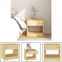 The Living Store - Nachttisch 40x31x40 cm Massivholz Kiefer - Massiver Holznichttisch - Kiefernholz Nachttisch - Rustikal Tisch - Wohnzimmer von THE LIVING STORE