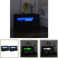 The Living Store - Nachttisch LED-Leuchten 2 Stk. Schwarz 60x35x40cm Holzwerkstoff - Nachttisch - Wohnzimmer Deko - Holz Tisch - led Beleuchtung von THE LIVING STORE