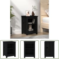 The Living Store Nachttisch Schwarz 40x35x55 cm Massivholz Kiefer - Nachttisch - Massivholzmöbel - Kiefernmöbel - Schwarzer Nachttisch von THE LIVING STORE