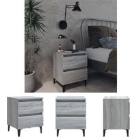 The Living Store - Nachttisch mit Metallbeinen Grau Sonoma 40x35x50 cm - Nachttische - Grau The Living Store - Nachttisch mit Metallbeinen Grau Sonoma 40x35x50 cm - Nachttische - Grau von THE LIVING STORE