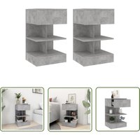 The Living Store - Nachttische 2 Stk. Betongrau 40x35x65 cm - Nachttisch - Wohnzimmer Dekoration - Betonoptik - Massivholz - Wohnraum Einrichtung von THE LIVING STORE