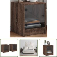 The Living Store - Nachttische mit Glastüren 2 Stk. Braun Eichen-Optik 35x37x42 cm - Nachttisch - Eiche Optik - Wohnzimmer Dekoration - Möbel The Living Store - Nachttische mit Glastüren 2 Stk. Braun Eichen-Optik 35x37x42 cm - Nachttisch - Eiche Optik - Wohnzimmer Dekoration - Möbel von THE LIVING STORE