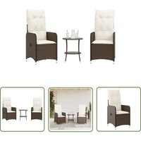 Outdoor-Lehnstühle 2 Stk. mit Tisch Braun Poly Rattan - Gartenmöbel - Lounge Sessel - Esstisch Set - Rattan Möbel - Gartenset - The Living Store von THE LIVING STORE