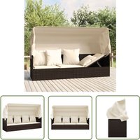 The Living Store Outdoor-Loungebett mit Dach und Kissen Braun Poly Rattan - Outdoormöbel - Lounge Bett - Sonnenschirm - Gartenmöbel - Poolbereich The Living Store Outdoor-Loungebett mit Dach und Kissen Braun Poly Rattan - Outdoormöbel - Lounge Bett - Sonnenschirm - Gartenmöbel - Poolbereich von THE LIVING STORE