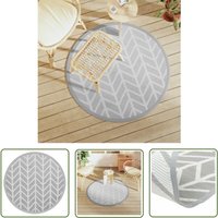 The Living Store Outdoor-Teppich ARAKIL Grau Ø120 cm PP - Außenbereich - Gartenmöbel - Terrassenbelag - Balkon - Patio von THE LIVING STORE
