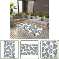 Outdoor-Teppich arakil Weiß und Schwarz 160x230 cm pp - Außenbereich Dekoration - Balkon Teppich - Terrassen Teppich - Garten Teppich - Pool Bereich von THE LIVING STORE