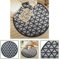 Outdoor-Teppich arakil Schwarz Ø160 cm pp - Outdoor-Teppich - Garten-Teppich - Balkonteppich - Jacquard-Muster - Schwarzer Teppich - The Living Store von THE LIVING STORE