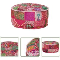The Living Store Patchwork Sitzpouf Rund Baumwolle Handgefertigt 40x20 cm Rosa - Sitzsack - Pouf - Wohnaccessoire - Deko - Bohemien Style von THE LIVING STORE