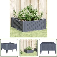 The Living Store - Pflanzkasten mit Erdspießen Grau 42,5x42,5x28,5 cm pp - Pflanzkasten - Gartenpflanze - Balkonpflanzen - Blumenerde - Hochbeet von THE LIVING STORE