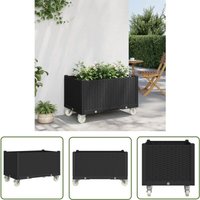 Pflanzkasten mit Rollen Schwarz 80x50x54 cm pp - Pflanzkübel - Blumenerde - Gartengeräte - Balkonmöbel - Terrassenmöbel - The Living Store von THE LIVING STORE