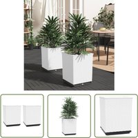 The Living Store - Pflanzkübel 2 Stk. Weiß 30x30x37 cm Polypropylen - Blumentopf - Gartendeko - Balkonpflanzen - Topfset - Polypropylen von THE LIVING STORE