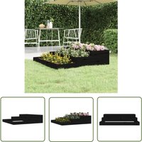 The Living Store Pflanzkübel Schwarz 107x107x27 cm Massivholz Kiefer - Holzpflanze - Hochbeet - Blumenerde - Gartendeko - Pflanzkasten von THE LIVING STORE