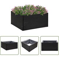 The Living Store - Pflanzkübel Schwarz 80x80x40 cm Poly Rattan - Pflanzkübel - Blumentopf - Balkonpflanze - Gartendekoration - Outdoor Deko von THE LIVING STORE