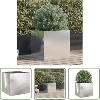 The Living Store - Pflanzkübel Silbern 49x47x46 cm Edelstahl - Edelstahl Pflanzkübel - Blumentopf Silber - Gartendeko - Balkonpflanze - Terrasse von THE LIVING STORE