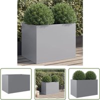 The Living Store - Pflanzkübel Silbern 62x47x46 cm Verzinkter Stahl - Blumentopf - Stahltöpfen - Gartentöpfe - Balkonpflanzen - Hochbeet von THE LIVING STORE