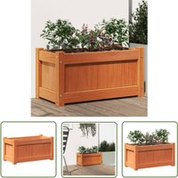 Pflanzkübel Wachsbraun 60x31x31 cm Massivholz Kiefer - Holzpflanze - Holzkübel - Blumenerde - Gartendeko - Balkonpflanzen - The Living Store von THE LIVING STORE