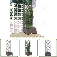 Pflanzkübel mit Rankgitter Braun 40x40x121,5 cm pp - Blumentopf - Kübel - Gartentöpfen - Rankgitter - Polypropylen Topf - The Living Store von THE LIVING STORE
