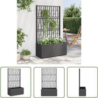 The Living Store - Pflanzkübel mit Rankgitter Dunkelgrau 80x36x140 cm pp - Blumentopf - Kübel - Gartenkultur - Rankhilfen - Kletterpflanze von THE LIVING STORE
