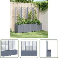 Pflanzkübel mit Rankgitter Grau 160x40x140 cm pp - Blumentopf - Rankgitter - Gartendeko - Kübelgarten - Polypropylen - The Living Store von THE LIVING STORE