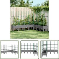 The Living Store - Pflanzkübel mit Rankgitter Hellgrau 200x160x142,5 cm pp - Blumentopf - Kübel - Gartenkasten - Rankgitter - Kletterpflanze von THE LIVING STORE