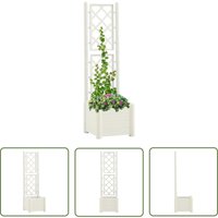 Pflanzkübel mit Spalier 43x43x142 cm pp Weiß - Gartengefäß - Blumentopf - Hochbeet - Spalierpflanze - Polypropylen Topf - The Living Store von THE LIVING STORE