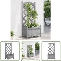 The Living Store - Pflanzkübel mit Spalier Grau Massivholz Tanne - Blumentopf - Rankgitter - Gartendekoration - Terrassenk Planter - Holztöpfen von THE LIVING STORE