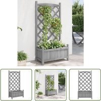 The Living Store - Pflanzkübel mit Spalier Grau Massivholz Tanne - Blumentopf - Gartentöpfen - Rankgerüst - Tannenholz - Balkonmöbel von THE LIVING STORE