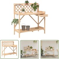 Pflanztisch mit Rankgitter Massivholz Tanne - Tannenzapfentisch - Holzregal - Gärtnertisch - Blumenkasten - Pflanze Stand - The Living Store von THE LIVING STORE