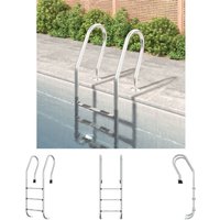 Pool-Leiter 54x38x158 cm Edelstahl 304 - Pool-Lleiter, -treppen & -rampen - Silber - The Living Store von THE LIVING STORE