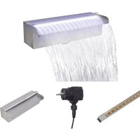 Pool-Wasserfall Fontäne mit LEDs Rechteckig Edelstahl 30 cm - Brunnen & Wasserfälle - Silber - The Living Store von THE LIVING STORE