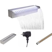 The Living Store - Pool-Wasserfall Fontäne mit LEDs Rechteckig Edelstahl 45 cm - Brunnen & Wasserfälle - Silber von THE LIVING STORE