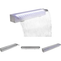 The Living Store - Pool-Wasserfall Fontäne mit LEDs Rechteckig Edelstahl 60 cm - Brunnen & Wasserfälle - Weiß von THE LIVING STORE