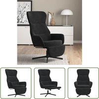 The Living Store - Relaxsessel mit Fußstütze Schwarz Samt - Samtsofa - Sessel Schwarz - Lounge Chair - Bequemer Sessel - Fernsehsessel von THE LIVING STORE
