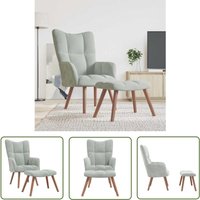 The Living Store - Relaxsessel mit Hocker Hellgrau Samt - Samtsessel - Wohnraumgestaltung - Bequemlichkeit - Lounge Chair - Sessel Mit Hocker von THE LIVING STORE