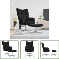 The Living Store - Relaxsessel mit Hocker Schwarz Samt - Samtsofa - Wohnzimmersofa - Lounge Chair - Drehsessel - Bequemes Sofa The Living Store - Relaxsessel mit Hocker Schwarz Samt - Samtsofa - Wohnzimmersofa - Lounge Chair - Drehsessel - Bequemes Sofa von THE LIVING STORE