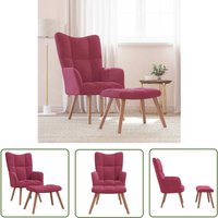 Relaxsessel mit Hocker Weinrot Samt - Sessel - Wohnraumgestaltung - Samt Sessel - Bequemlichkeit - Relax Sessel - The Living Store von THE LIVING STORE