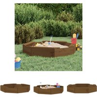 Sandkasten mit Sitzen Honigbraun Achteck Massivholz Kiefer - Sandkästen - Braun - The Living Store von THE LIVING STORE