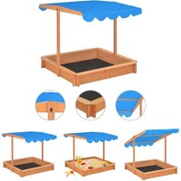 Sandkasten mit Verstellbarem Dach Tannenholz 115x115x115 cm - Sandkästen - Blau - The Living Store von THE LIVING STORE